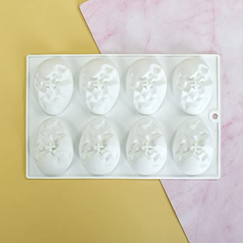 Mostsom 8 Cavity Easter Egg Silicone Mold for Chocolate, Baking Pan for Party Fondant Candy Jelly Dome Mousse Cake Topper Making (E) - size: Easter Egg E