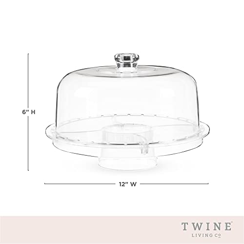 Twine Multi-Functional Acrylic Server with Bundt Cake Mold, Dessert Serving Platter Set, Cake Pan, Cake Stand, Clear Acrylic, Silicone, 4-Piece Set - color: Clear Acrylic and Silicone