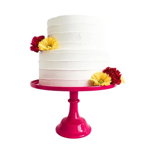 Pedestal 11-Inch Dark Pink Cake Stand Durable Melamine Dessert Display - color: Dark Pink