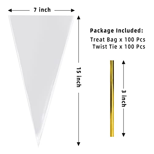 Morepack Cone Shaped Treat Bags 7x15 Inch 100Pcs - size: 7x15 inches