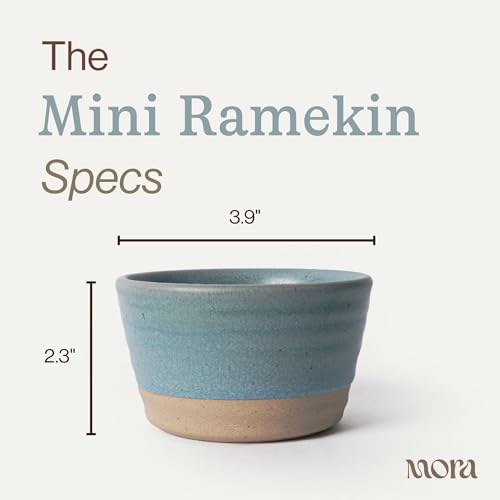 Mora Mini Ramekins Set of 4, 8oz Ceramic Pottery Baking Dishes - Microwave, Oven and Dishwasher Safe - Iris - color: Iris, size: Mini