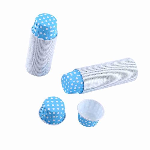 100Pcs Polka Dot Baking Cups, Mini Muffin Cupcake Liners (Blue) - color: Blue