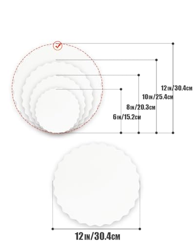 qiqee 12 Inch White Wave Cake Boards Round 15-Packs Circles Rounds Base Food-Grade Cardboard Wave Cake Plate（Thinner But Stronger） - color: White, size: 12 inch / 15Pcs