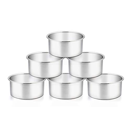 TeamFar 4 Inch Cake Pan, 6 Pcs Stainless Steel Round Baking Cake Pans Set - size: 4 Inch