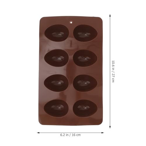 TOYANDONA Silicone Easter Egg Cake Mold – 8-cavity Non-stick Easter Egg Shaped Baking Mold Jelly Baking Mould Ice Cube Tray for Diy Cooking Chocolate, Muffins, And Cakes – Coffee Color - size: 27.00X16.00X2.00CM