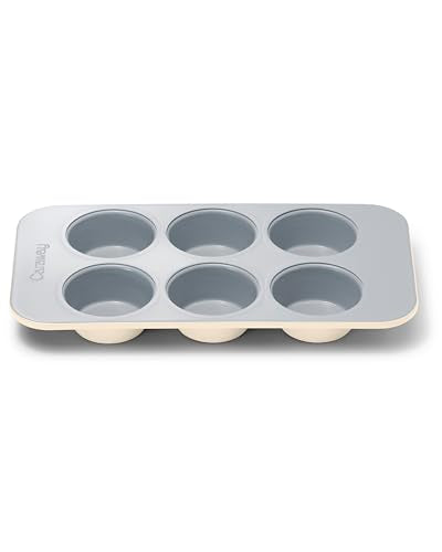Caraway Non-Stick Ceramic-Coated 6-Cup Muffin Pan - color: Cream, size: Muffin Pan (6 Cup)