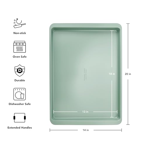 KitchenAid Nonstick Aluminized Steel Baking Sheet, Dishwasher Safe, 13x 18 Inch, Cardamom - color: Cardamom, size: 13 x 18 Inch