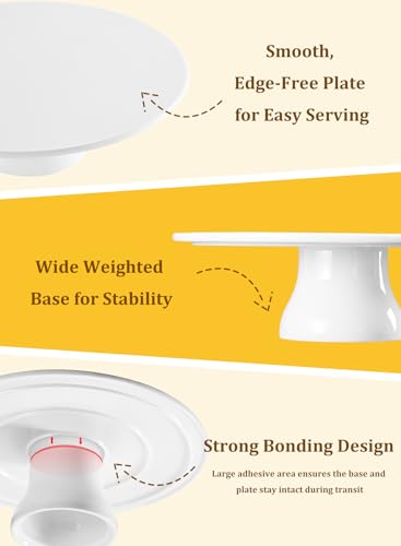 Porcelain Cake Stand, 12 Inch Round Cake Stand Display, White - size: 12 Inch