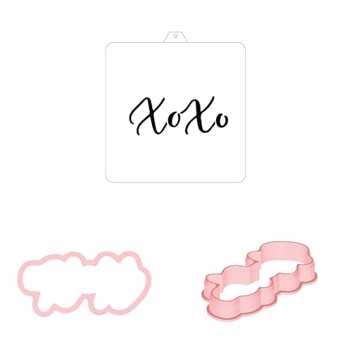 Cookie Cutter and Stencil Bundle Royal Icing Cookies Stencils Paint Your Own Biscuit Bakery Starter Kits Royal Icing Fondant Cutters Birthday Wedding Holiday Cookies Painting Coloring Pages Comb - style: XOXO