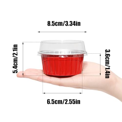 50 Pack 5oz Mini Cake Pans with Lids, Red Baking Supplies - color: Red, size: Round