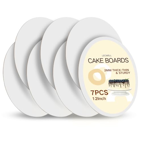 12 Inch Cake Boards Round 7 Pack, White 2mm Thick Cake Drum - size: 12"-2mm-7 Pcs