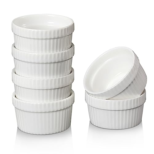 1.5 oz Mini Ramekins Set of 6, Vidalenta Tiny Dipping Sauce Cups, Ramekin Dip Bowl Porcelain Souffle Dish, Small Ramekins Dessert Cups Small Bowls for Charcuterie Board, Microwave & Oven Safe, White