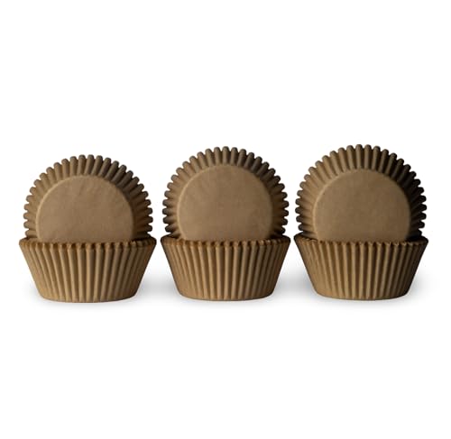 200 Paper Cupcake Liners, Muffin Liners or Baking Cups for Desserts, Muffins, Cupcakes and More Treats; Grease Proof, No Smell, Food Grade, Nut Serving Containers (Brown) - color: Brown