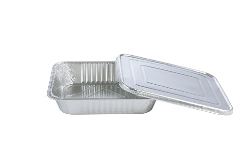 Aluminum Pans With Lids 9x13 [10 Sets] Aluminum Foil Pans Trays With Lids - Half Size Tin Foil Disposable Pans For Baking, Cake Serving Dishes, Roasting, Heating, Serving & Lining Steam-Table Trays - size: 10 Pack with Lids