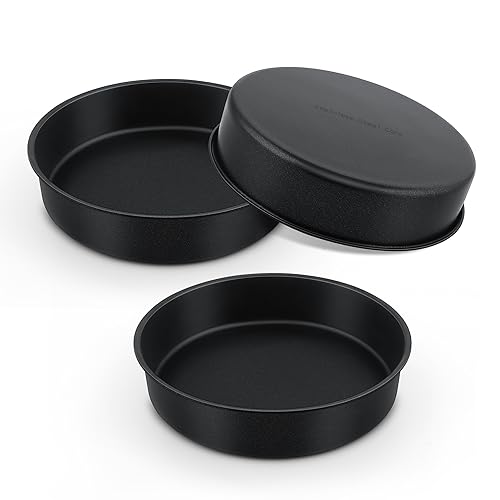 E-far 9.5 Inch Cake Pan, 3PCS Nonstick Stainless Steel Baking Cake Pans - size: 9.5 Inches