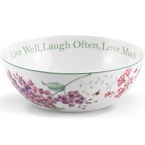 Lenox Butterfly Meadow "Live Well, Laugh Often, Love Much" Serving Bowl, White - - style: Serving Bowl, Sentiment