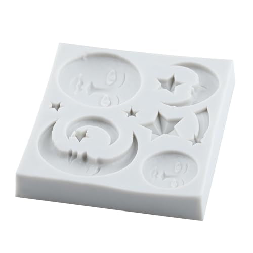 Sun Moon Face Silicone Molds Sun and Moon Face Star Fondant Mold - color: Style E