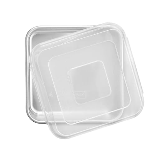 Nordic Ware Natural Aluminum Commercial Square Cake Pan with Lid, Exterior 9.88 x 9.88 Inches - size: 9 x 9, style: Square Pan with Lid