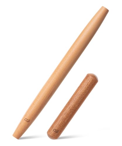French Rolling Pin Set, 2 pcs, 16" & 8" Natural Wood