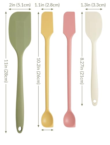 NiHome 4 Pcs Silicone Spatula Set, Heat Resistant Baking & Cooking Spatulas