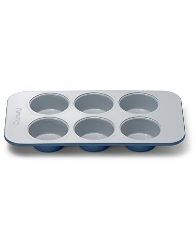 Caraway Non-Stick Ceramic-Coated 6-Cup Muffin Pan - color: Navy, size: Muffin Pan (6 Cup)