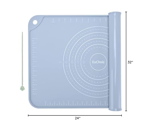 Silicone Pastry Non Stick Baking Mat 32"*24" Dough Rolling Edge Heightening - color: Blue, size: 32"L x 24"W
