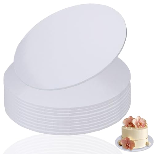 12 inch Round Cake Drum Boards, Dulinkas 1/4 Inch Thick White Corrugated Cardboard Cake Base Grease-Resistant Cake Boards for Multi-Layer Cakes, Weddings & Parties 10 Pack - size: 12 inch