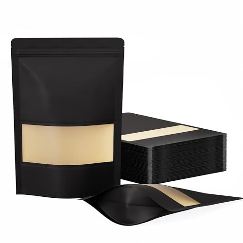 FireKylin 100 Pcs Resealable Bags, Matte Window, Paper, Black,6.7 x 9.4 in - color: Black, size: 6.7"x9.4"
