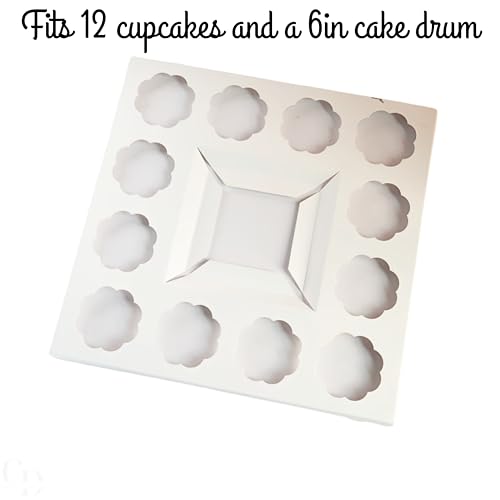 Bento Cake and Cupcake Box with Clear Box,12 Cupcake Insert with 6x6 Cake Cavity- 10 pack