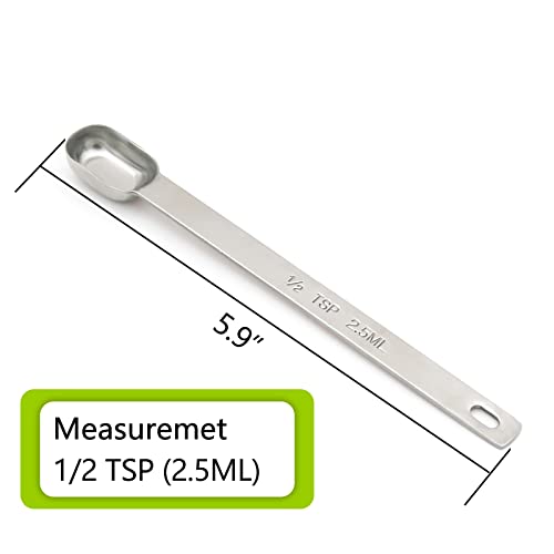 3PCS 1/2TSP(2.5ML) Measuring Spoon, Stainless Steel Long Handle Teaspoons - size: 1/2tsp|1/6tbsp|2.5ml