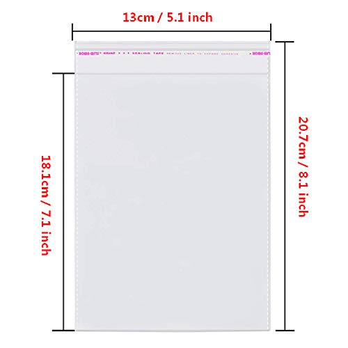 300pcs 5"x7" Clear Resealable Cellophane Bag Self Adhesive Seal - size: 5x7 Inch (Pack of 300)