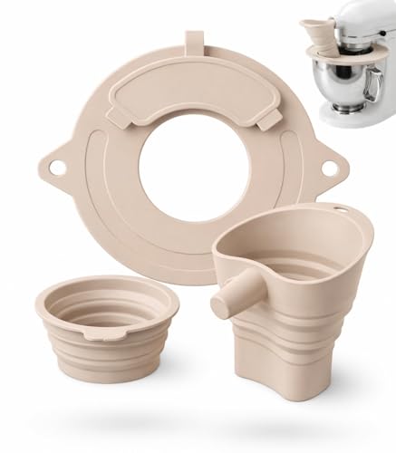 Premium Silicone Flour Funnel for Kitchen Aid Mixer with Mixer Bowl Cover