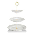 Sweejar 3 Tier Ceramic Cake Stand Wedding, Dessert Cupcake Stand for Tea Party Serving Platter(White) - color: Pure White