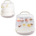 Cake Carrier Round Cake Stand Plus Height Cake Container with Cupcakes Pad, Handle, Lid Reusable Package Box for Transporting Desserts,Pie,Toast,Fruit (10" White) - color: 10"White