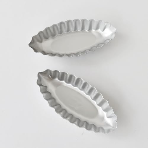 Tiny Tart Pan Boat Shape, 10PCS Fluted Edge Flower Tartlet Molds