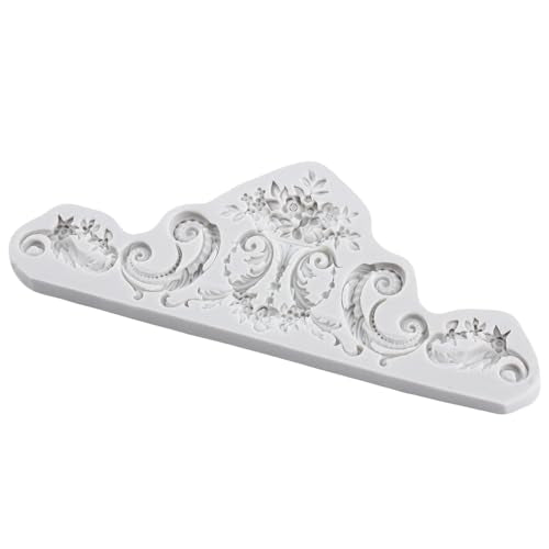 Lingzhi Baroque Style Fondant Mold Curlicues Scroll Lace Silicone Molds - color: Style E