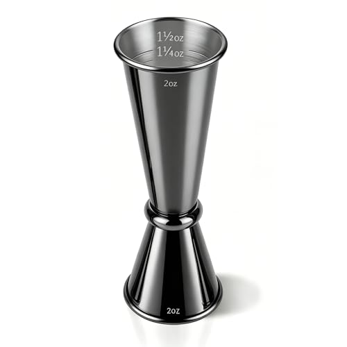 Stainless Steel Cocktail Jiggers – Japanese Style Double Measuring Cups for Bartending (1oz/2oz) - color: Black, size: 1 Pack-A