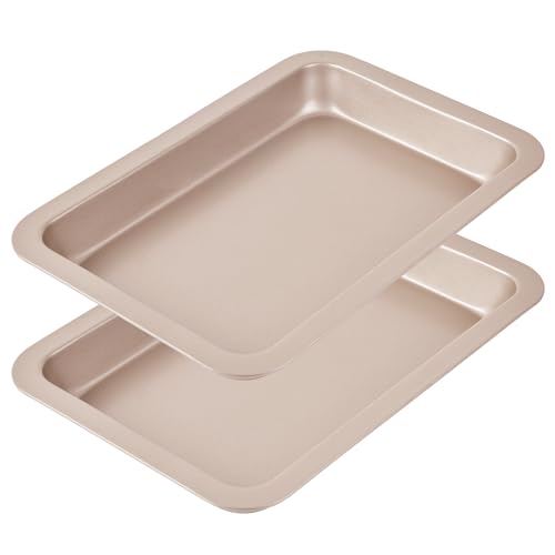 10 Inch Rectangular Baking Pan 2 Pack Carbon Steel Tray for Oven Roasting - size: 10" Shallow Rectangle 2Pcs