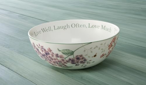 Lenox Butterfly Meadow "Live Well, Laugh Often, Love Much" Serving Bowl, White - - style: Serving Bowl, Sentiment
