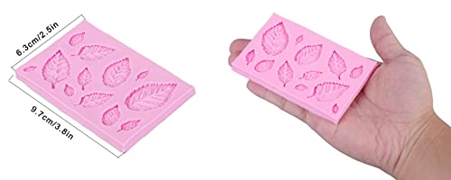 3pcs 3D Small Leaf Molds Silicone for Sugar Paste, Chocolate, Fondant, Butter, Resin, Polymer Clay, Wax, Soap, Crafting Projects and Cake Decoration Decorating