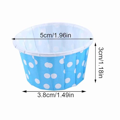 100Pcs Paper Baking Cups, Polka Dot Cupcake Liners, Mini Muffin Wrappers for Party and Wedding, 1.97x1.5x1.18 in(Blue) - color: Blue