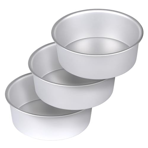 8 x 3 Inch Aluminum Round Cake Pan, 3-Piece Set Cake Baking Pans, Round Layer Cake Baking Pans for Birthday Wedding Home Kitchen DIY Baking Tools, Heavy Sturdy & Healthy, Oven Safe - size: 8 x 3 Inch, Set of 3