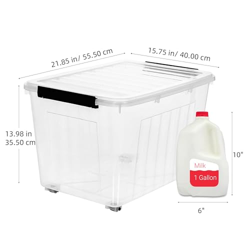 Citylife 82 Quart Large Clear Plastic Storage Bins with Lids 6-Pack - color: Clear White, size: 82 QT-6 Packs