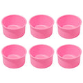 Silicone Mini Round Cake Molds, 4 Inch, Pink, Set of 6 - color: Pink