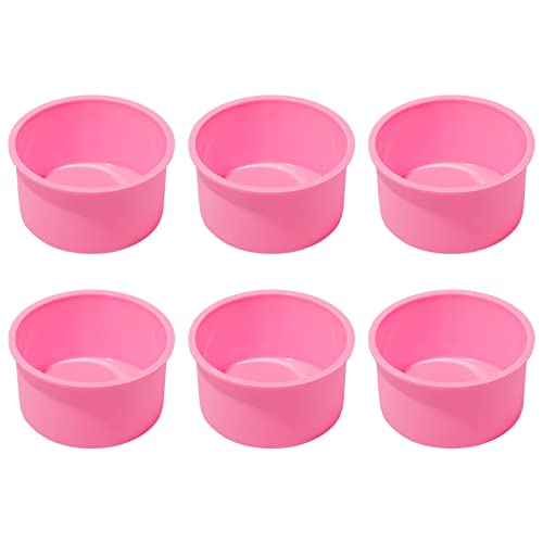 Silicone Mini Round Cake Molds, 4 Inch, Pink, Set of 6 - color: Pink