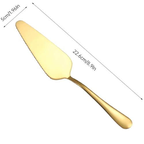Cake Pie Server, 5 Pack Stainless Steel Pie Pizza Pastry Cake Slicer Server Set, Cake Cutter with Serrated Edges, Pie Cutters for Kitchen, Restaurants, Wedding, Birthdays and Parties(Gold) - style: B-Gold 5 Sets