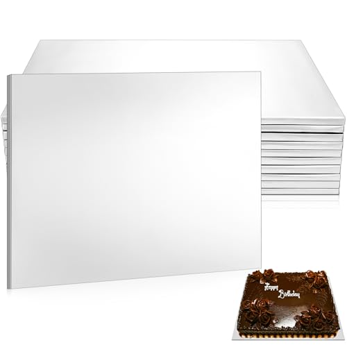 Affrolling 10 Pack Half Sheet Rectangle Cake Drum 1/2 Inch Thick Cake Board - color: Silver, size: 13.4 x 18.8 Inch Half Sheet