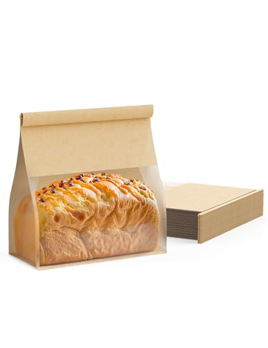 FireKylin Bread Cookie Bags with Window & Tin Tie 8.6x4.3x11.0 (50,Large) - size: Large