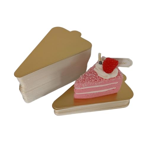 4.6 Inch Gold Triangle Cake Boards, Disposable Mini Cardboard Cake Plates, Golden Paper Dessert Mousse Cake Slice Base for Cheesecake, Cupcake, Treats, Wedding & Birthday Party Supplies (200 Pack)