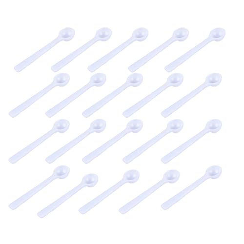20Pcs 1g Measuring Spoons Set, 2ml Reusable Plastic Long Handle Coffee, Protein Powder, Milk Powder Mini Scoops, Spoon Kitchen Tools Accurate Precise Portions for Baking